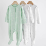 Sweet Dreams Mint & Grey Animal Footie Pajama 3-Pack - Image 5