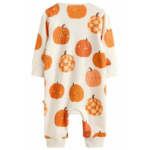Happy Pumpkin Print Zip-Up Romper - Image 2