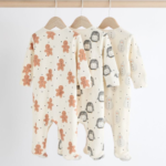 Holiday Treats Gingerbread & Penguin Ribbed Footie 3-Pack - Image 4