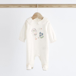Floral & Swan Embroidered Footed Sleepsuits 3-Pack - Image 2