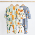 3-Pack Soft Floral Footie Rompers with Peter Pan Collar - Image 3