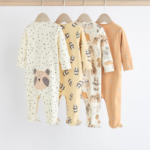4-Pack Unisex Safari & Panda Print Footie Rompers - Image 2